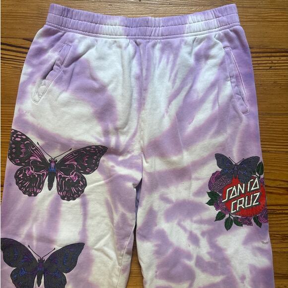 Broken Promises Santa Cruz purple tie dyed butterfly sweatpants SIZE L - Picture 3 of 6